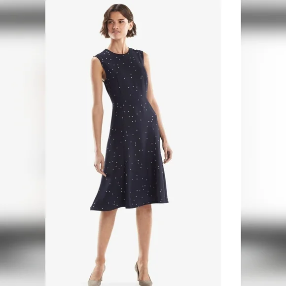 MM. Lafleur Jack Star Jane Midi Dress Sleeveless Navy And White 12 - Picture 7 of 7